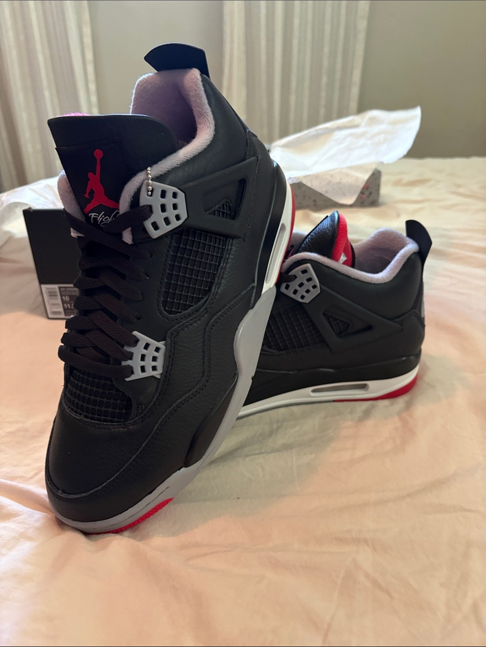 Nike Air Jordan 4 Retro Black Grey Red Men’s Sneakers 10